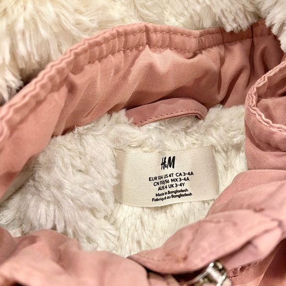 H&M Blush Pink Parka Jacket for Girls size 4T - Picture 3 of 4